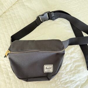 Herschel Supply Company Black Canvas Waist Pack with Gold Zipper